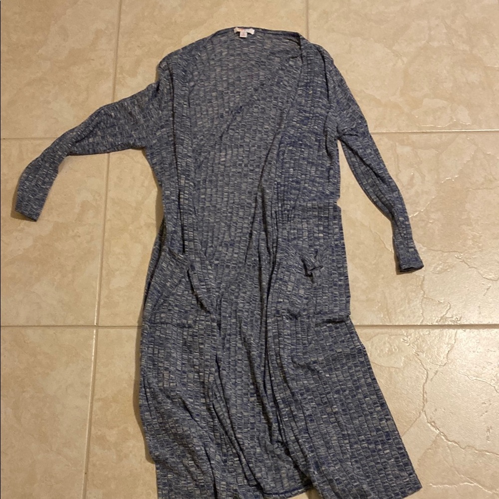Blue Knit Long Cardigan